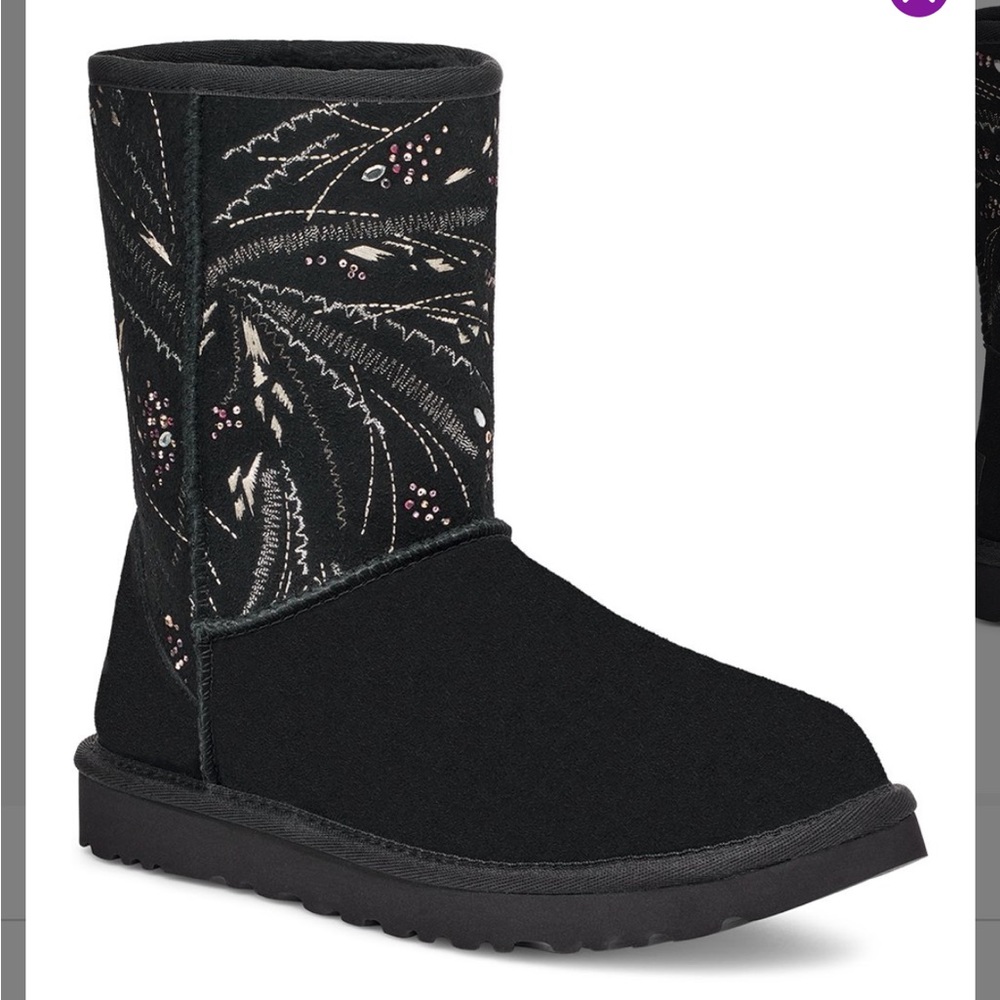✨Brand New In Box- Authentic Black & Goldtone Burst Classic Short Ugg Boot✨